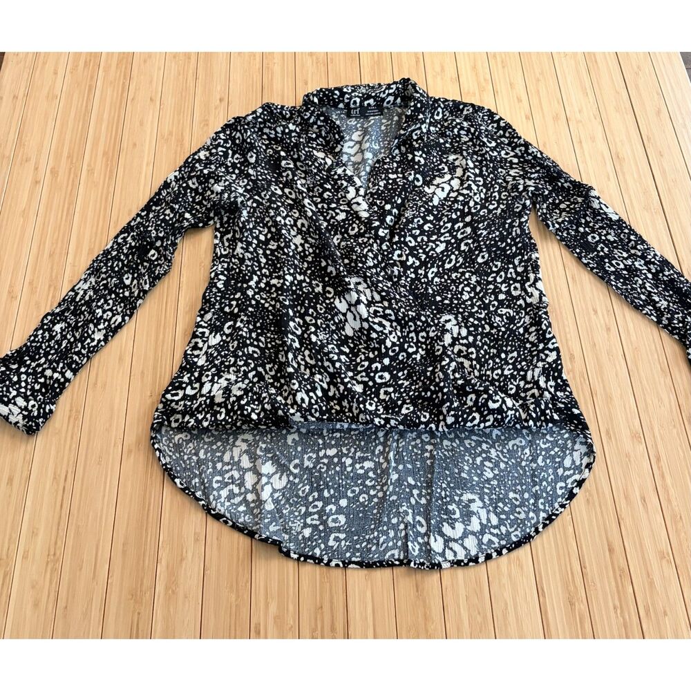 Zara TRF Black & White Cheetah Print High-Low Blouse – Size L